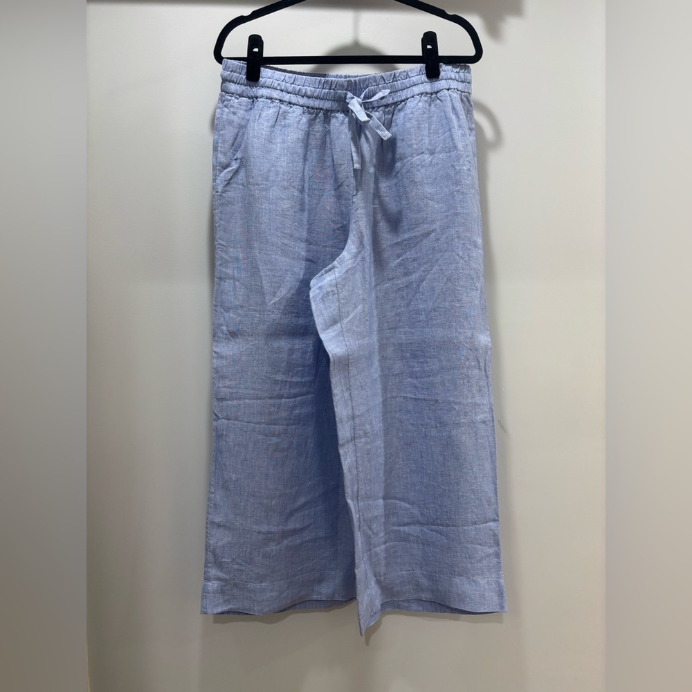 J. Crew Blue Drawstring Linen Pants